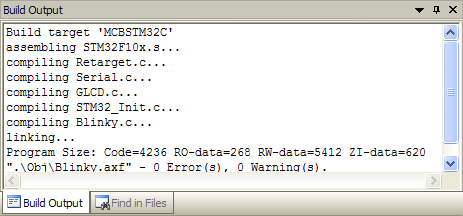 Target Build Output Window