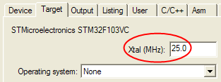 Options for Target - XTAL