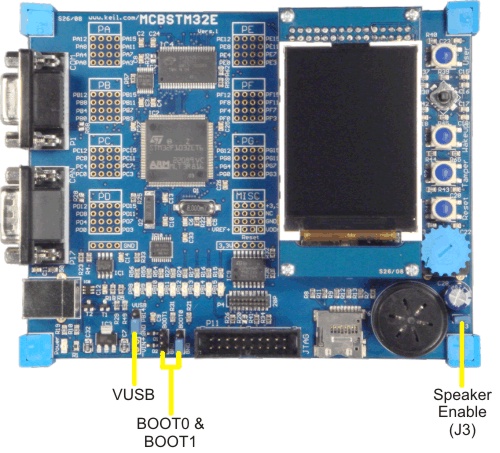 MCBSTM32E Board Jumpers