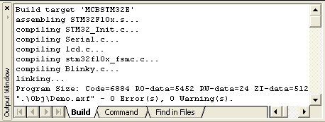 Target Build Output Window