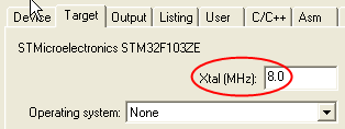 Options for Target - XTAL