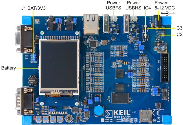 MCBSTM32F200 Board Power Connections