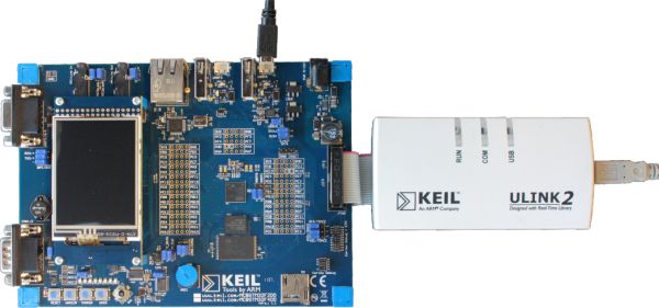 MCBSTM32F200 Board Connected to ULINK2