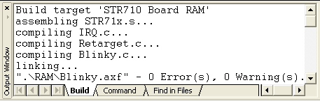 Target Build Output Window