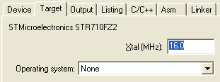 Options for Target - XTAL