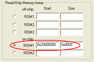 Options for Target - IROM1