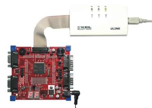 MCBSTR730 Board Connected to ULINK