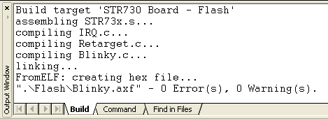 Target Build Output Window