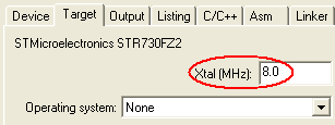 Options for Target - XTAL