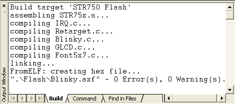 Target Build Output Window