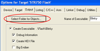 Options for Target — Output — Select Folder