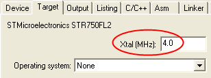 Options for Target - XTAL