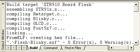 Target Build Output Window