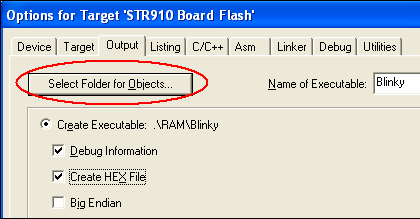 Options for Target - Output - Select Folder