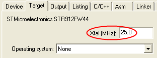 Options for Target - XTAL