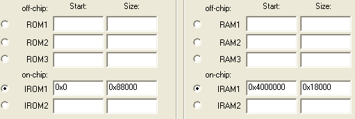 Options for Target — RAM & ROM Configuration