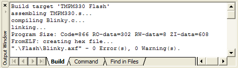 Target Build Output Window