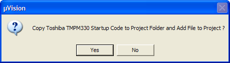 'Copy TMPM330.s Startup Code' Dialog