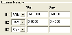 Options for Target, RAM and ROM Settings