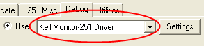Options for Target, Select 251 Driver