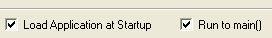 Options for Target, Debug startup Options