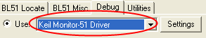 Options for Target, Debug Settings