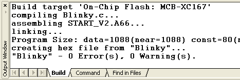 Target Build Output Window