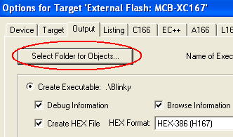 Options for Target - Output - Select Folder