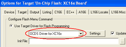Use Target Driver for Flash Selection