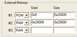 Options for Target, RAM and ROM Settings