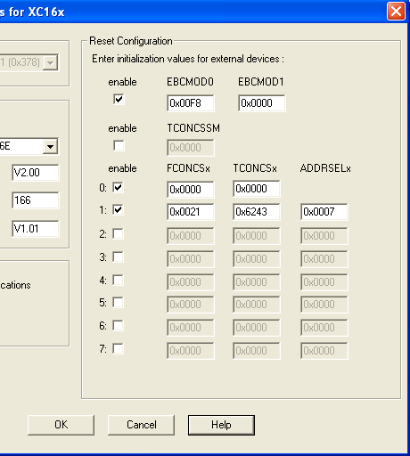 OCDS Off-chip Configuration Settings