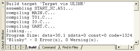 Target Build Output Window