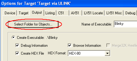 Options for Target - Output - Select Folder