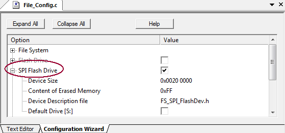 Config SPI Flash Drive