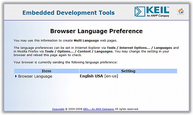 Browser Language Preference Page