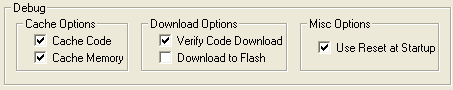Target Driver Setup - Debug Options