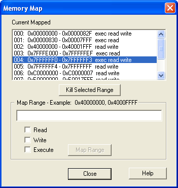Memory Map Dialog
