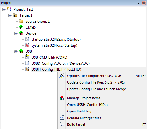 Update Config File menu