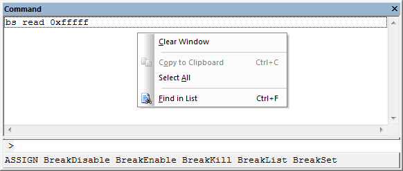 Output Window — Command