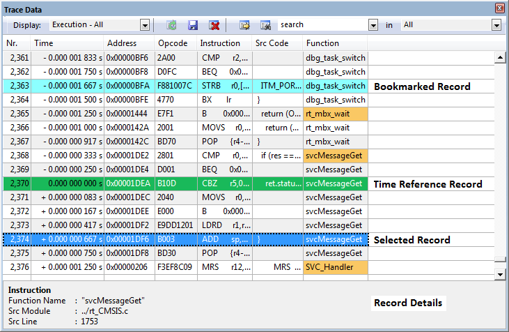 Trace Data Window