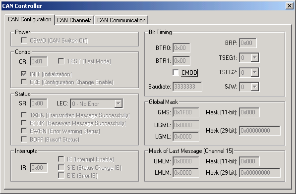 CAN Controller  Configuration