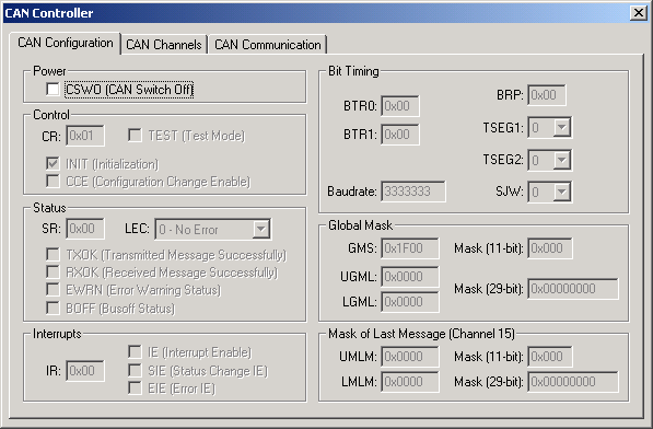 CAN Controller  Configuration