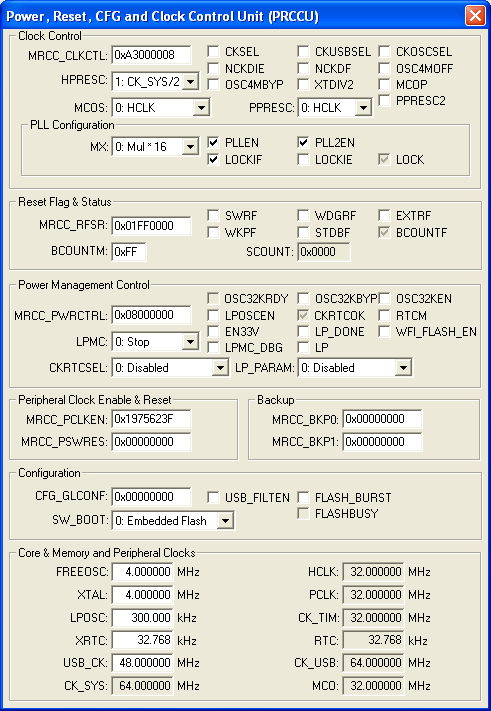 Power, Reset , CFG and Clock Control Unit  (PRCCU)