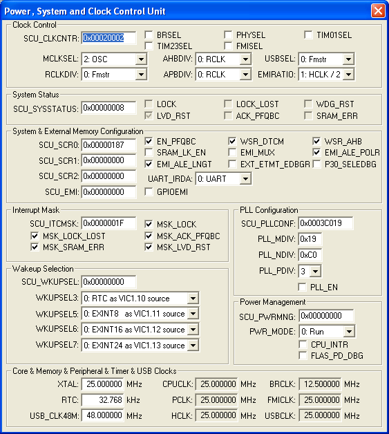 Power, System and Control Clock Unit