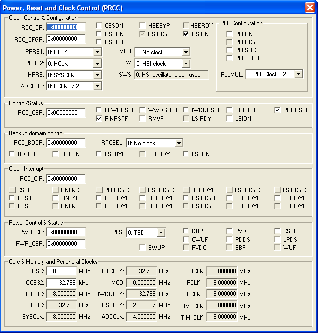 Power, Reset and Clock Control Unit