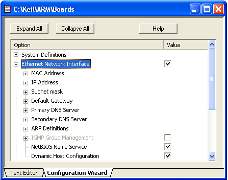 RL-TCPnet Configuration Wizard