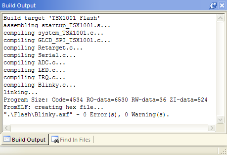 Target Build Output Window