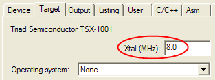 Options for Target - XTAL