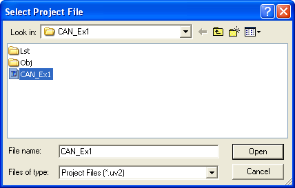 Select Project File Menu
