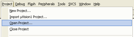 Open Project from Menu